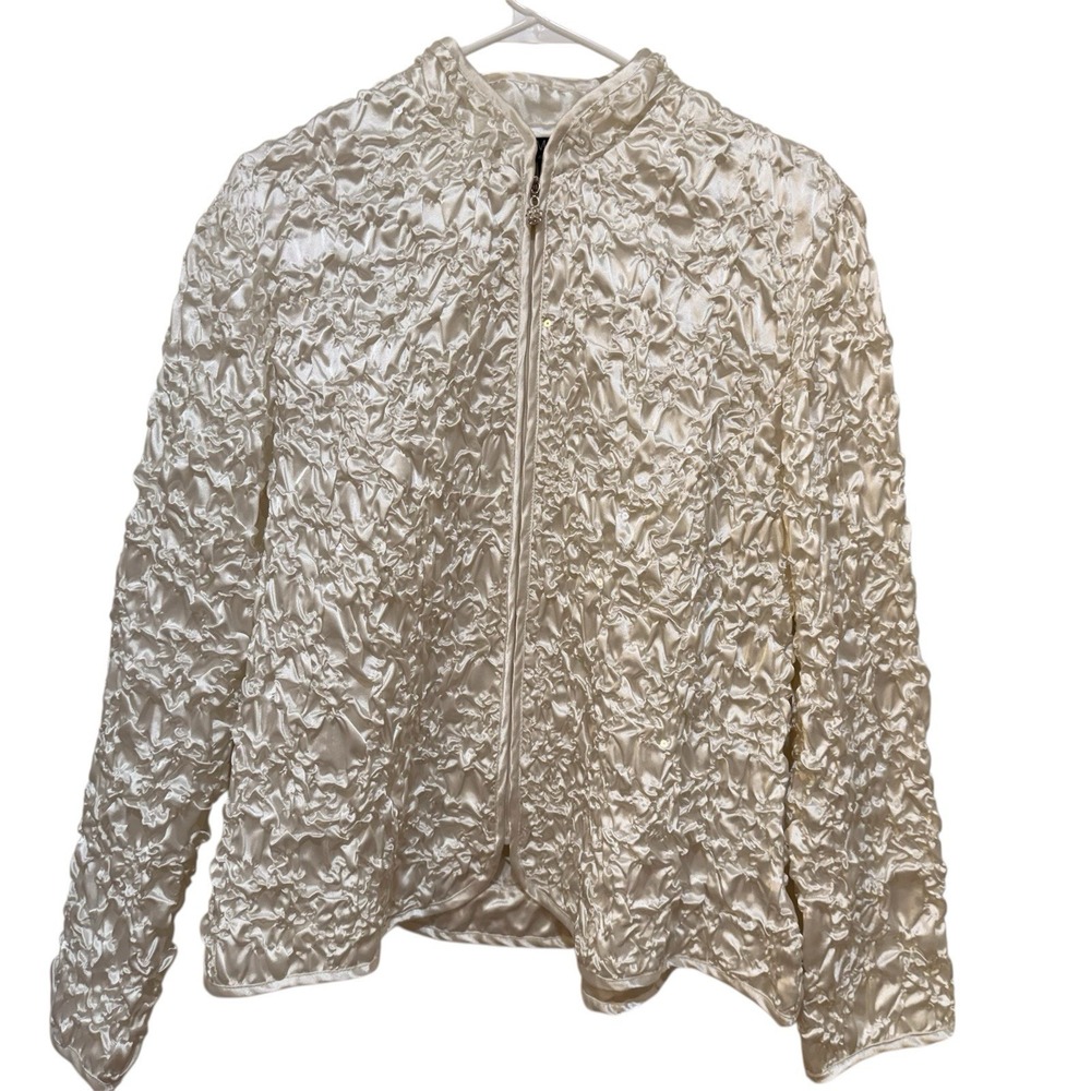 Ivory Satin Romantic Luxury Coquette Women's 1X Jacket Wedding Evening